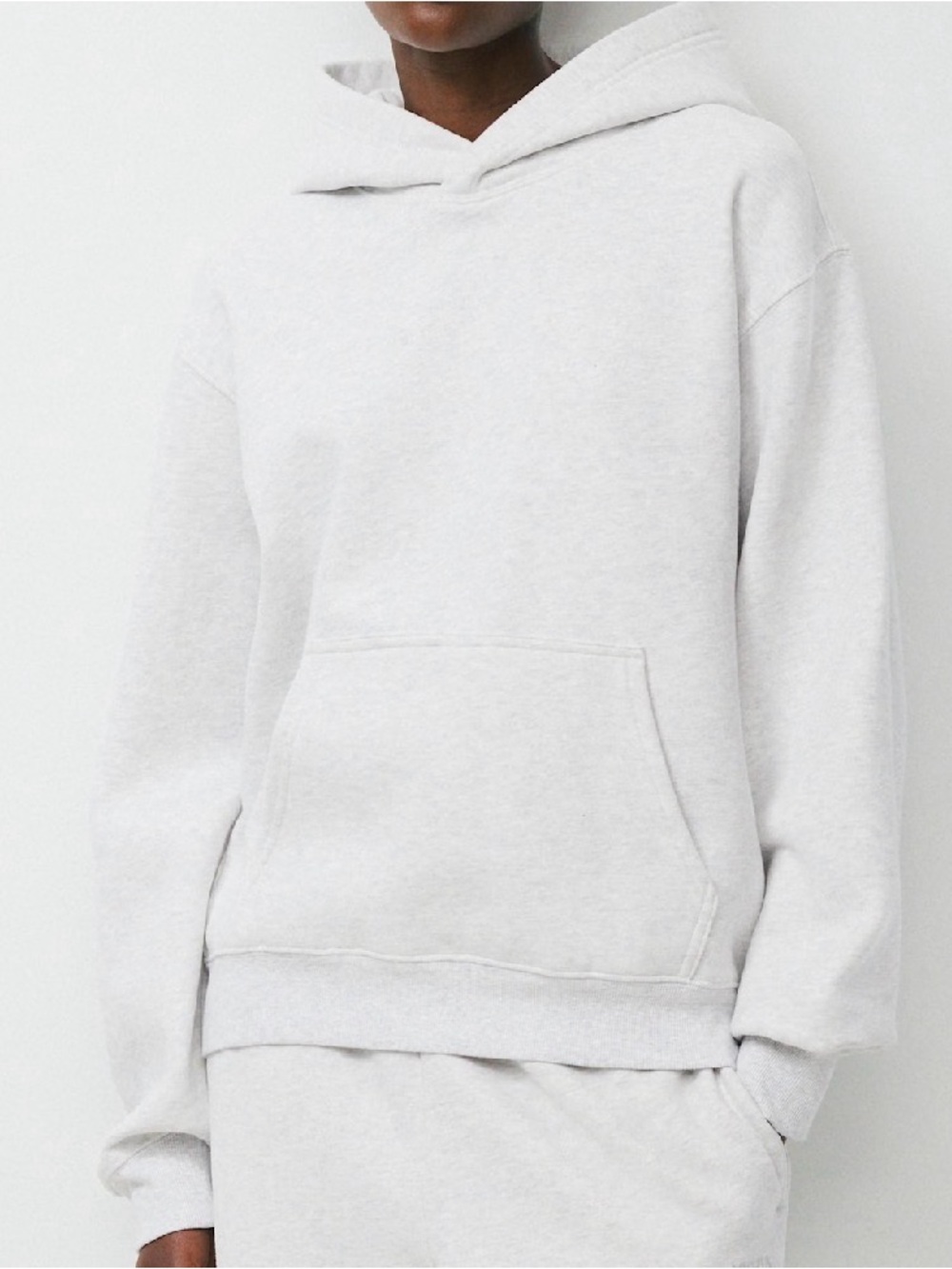Aritzia TNA Heather Chrome White Cozy Sweatfleece Perfect Fit Hoodie